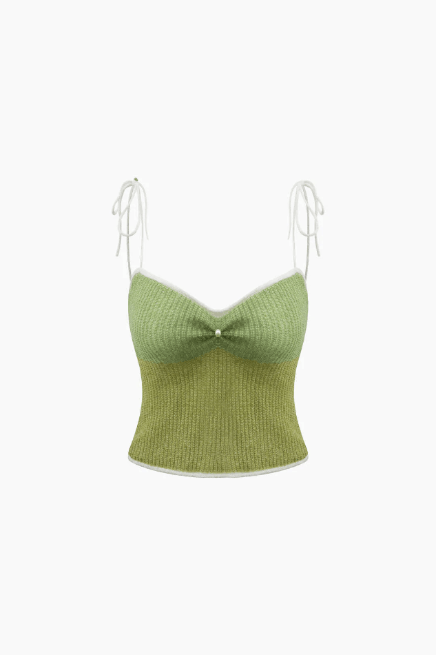 Tie Strap Knit Crop Cami Top - LovelyKayley