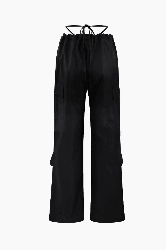 Tie Waist Cargo Wide Leg Pants - LovelyKayley