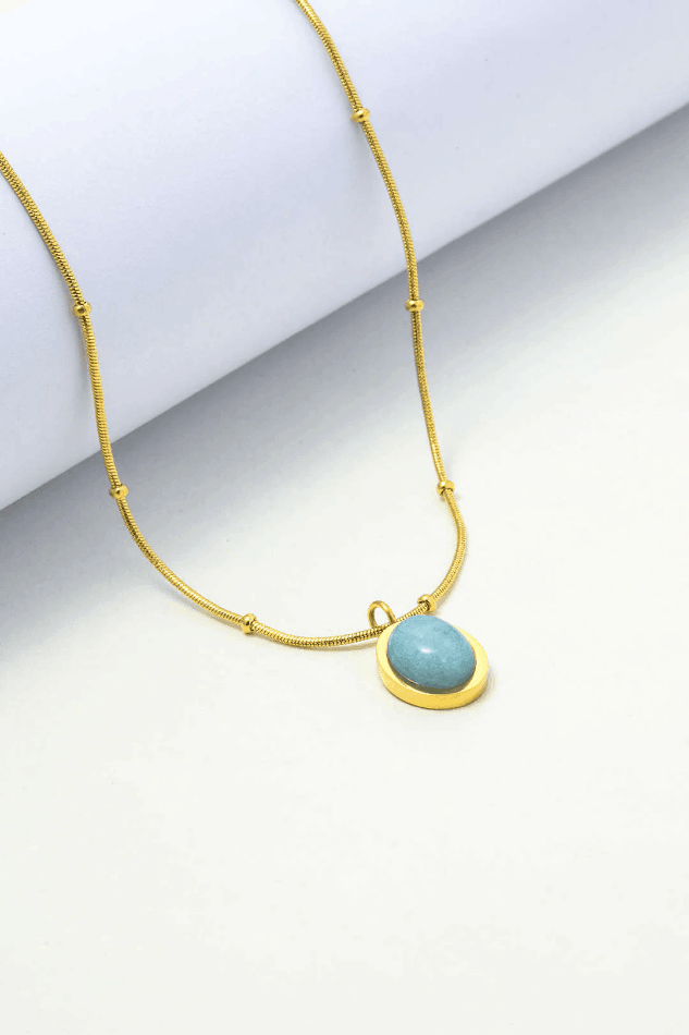 Turquoise Oval Pendant Necklace - LovelyKayley