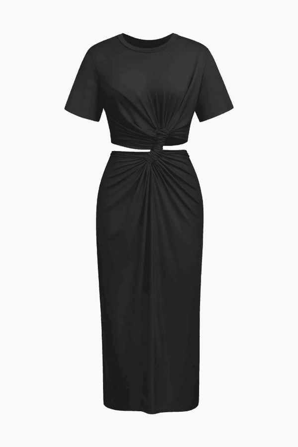 Twist Front Cut-Out Midi Dress - LovelyKayley