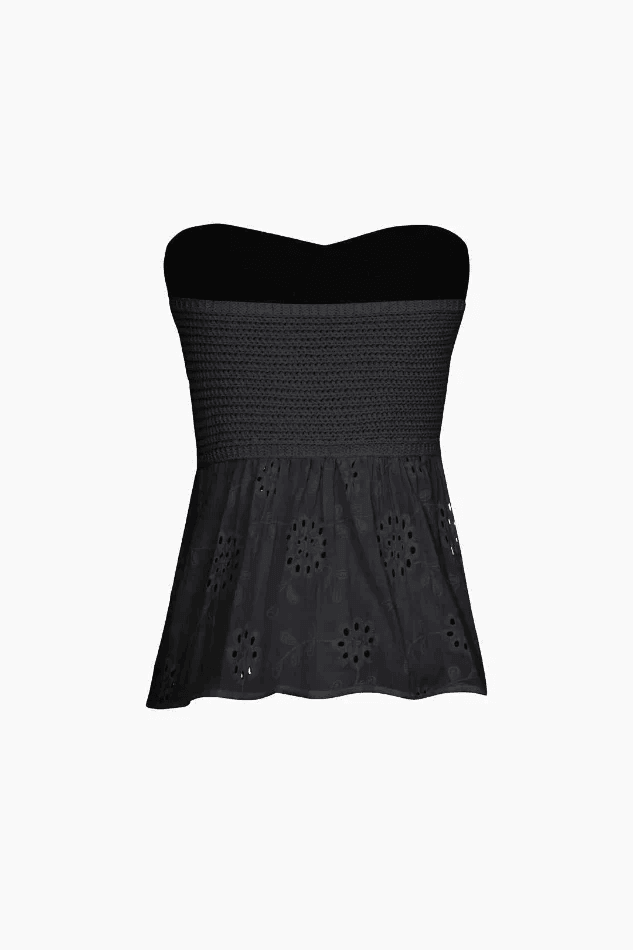 Twist Front Cutout Eyelet Embroidery Tube Top - LovelyKayley