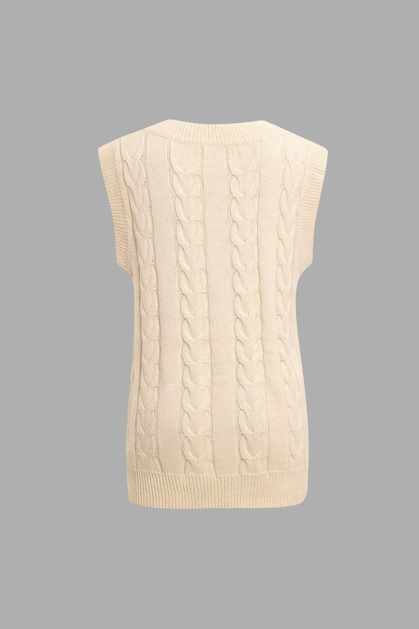 V-neck Cable Knit Vest - LovelyKayley