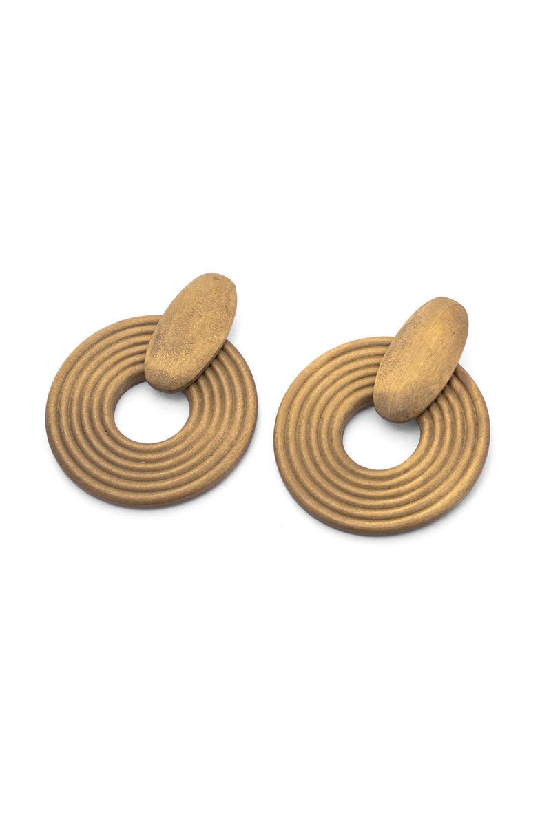 Wood Circle Drop Earrings - LovelyKayley