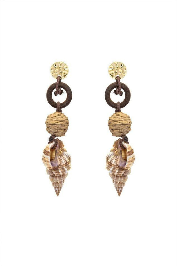 Wooden Conch Shell Drop Earrings - LovelyKayley