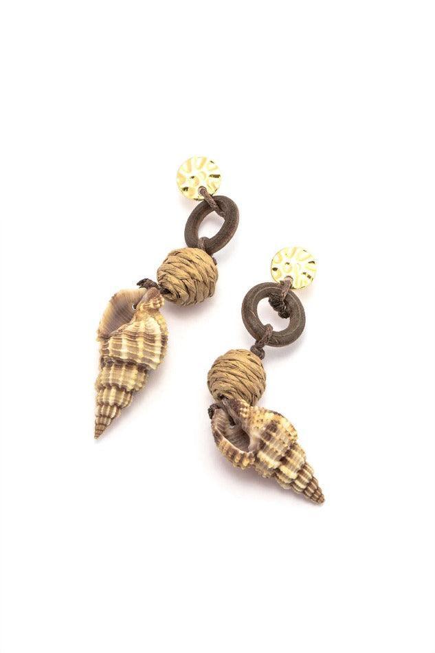 Wooden Conch Shell Drop Earrings - LovelyKayley