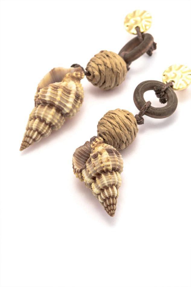 Wooden Conch Shell Drop Earrings - LovelyKayley