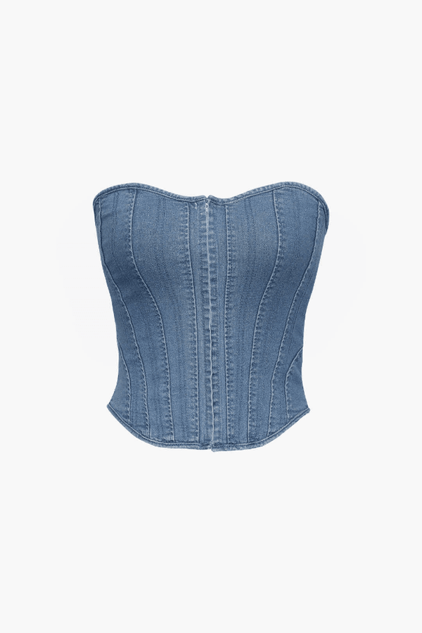 Zip Up Denim Tube Top - LovelyKayley