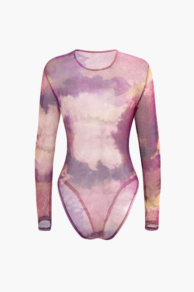 Tie Dye Long Sleeve Mesh Bodysuit - LovelyKayley