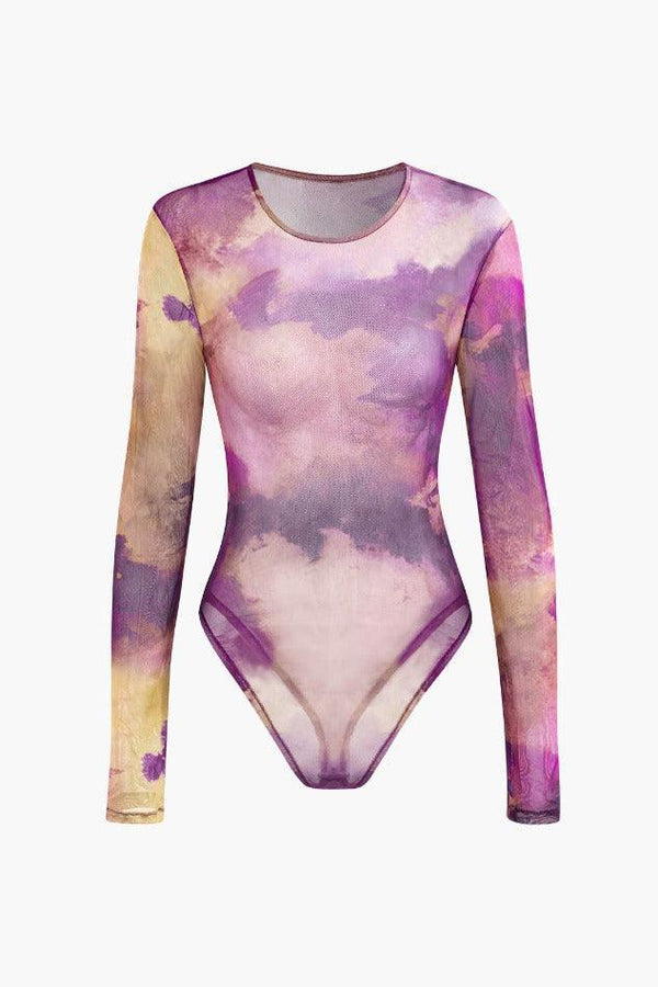 Tie Dye Long Sleeve Mesh Bodysuit - LovelyKayley