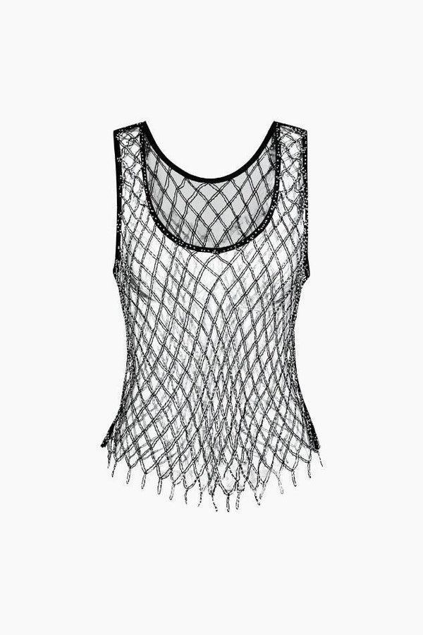 U-neck Sheer Net Tank Top - LovelyKayley