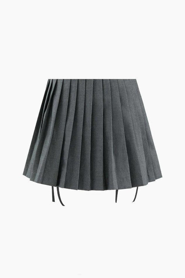 Tie Detail Pleated Mini Skirt - LovelyKayley